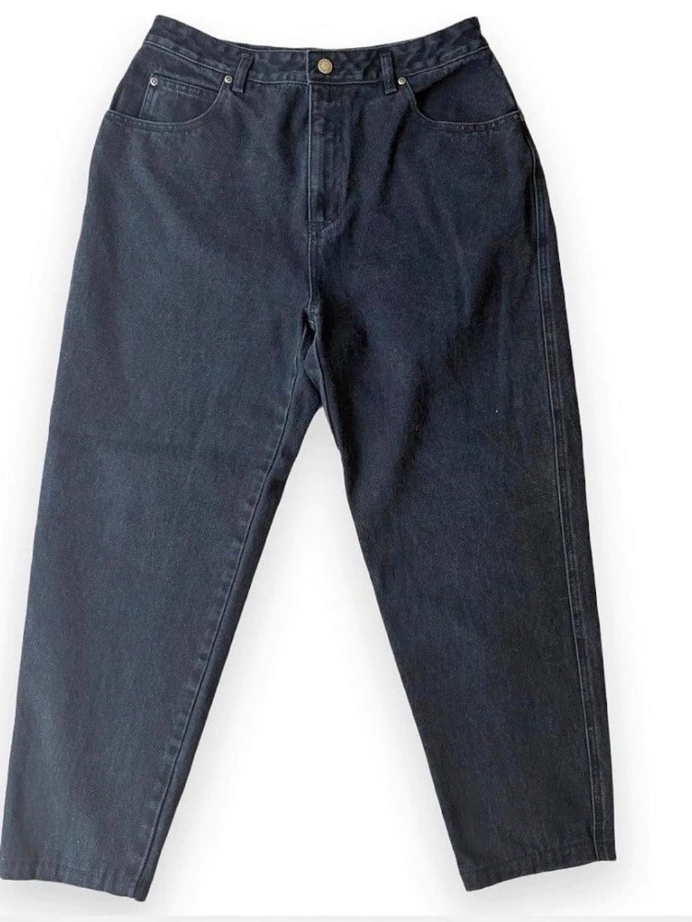 Chaus Sport Black Mom Jeans High Waisted 100% Cotton Tapered Denim Size 16